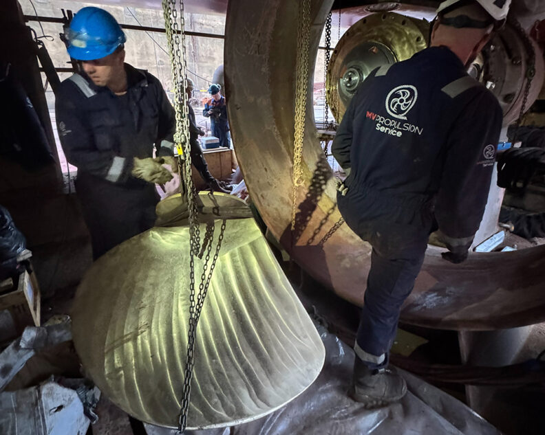 Dismantling of propeller blades in the azimuth thruster
