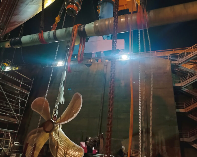 Removal of the main propeller and the propulsion shaft
